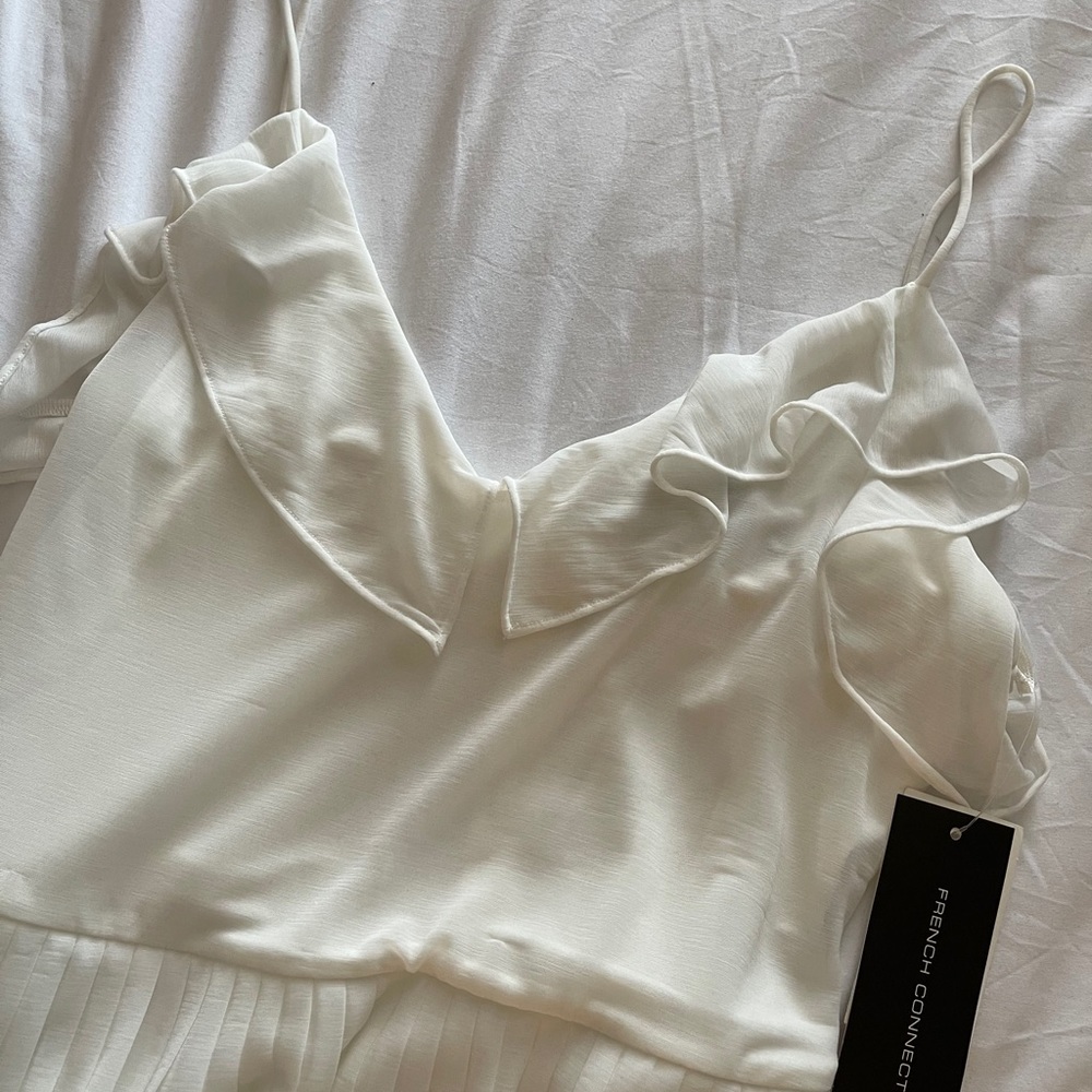French Connection White Dress with Lace Trim